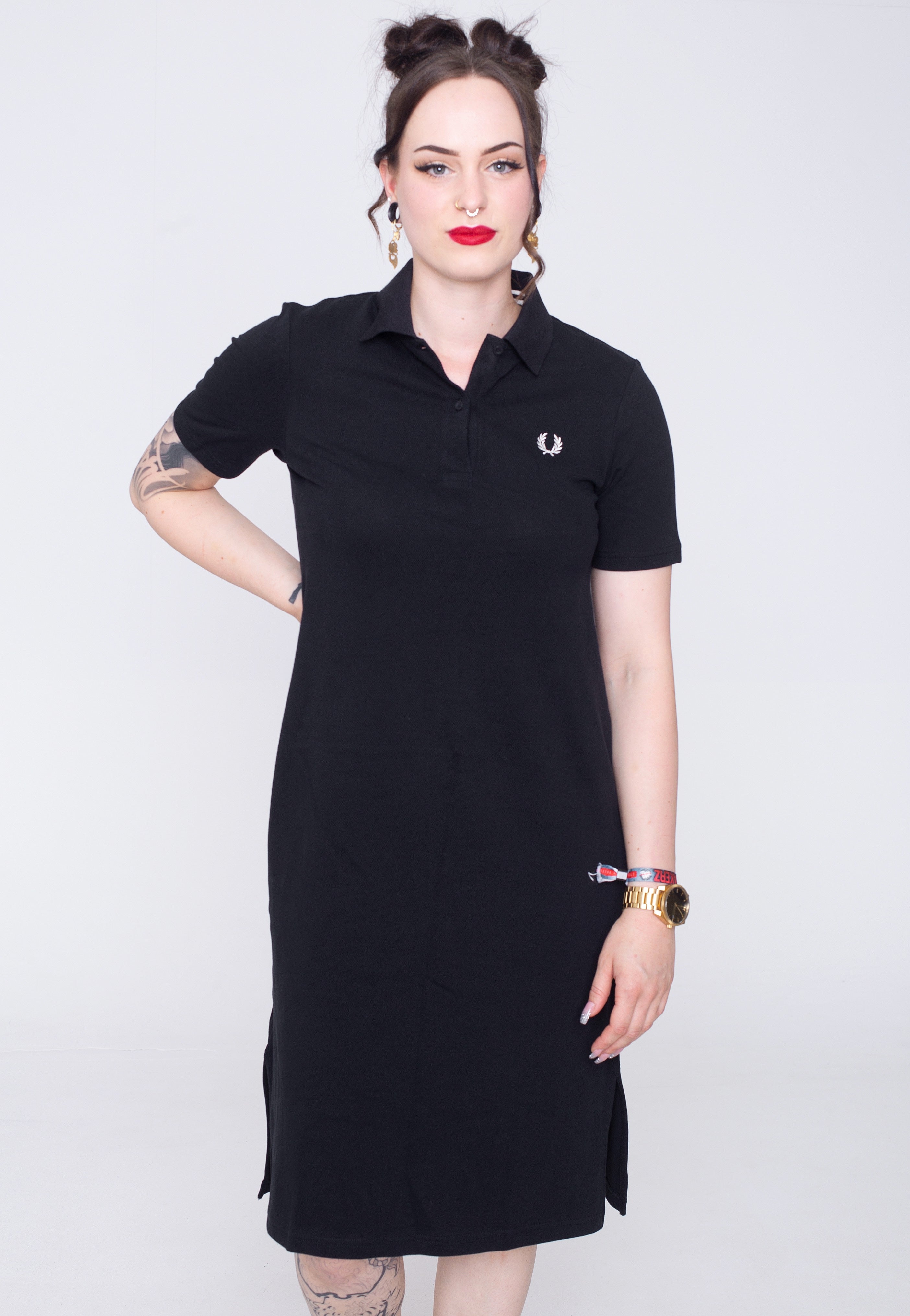 Fred Perry - Split Detail Pique Black - Dress | Impericon