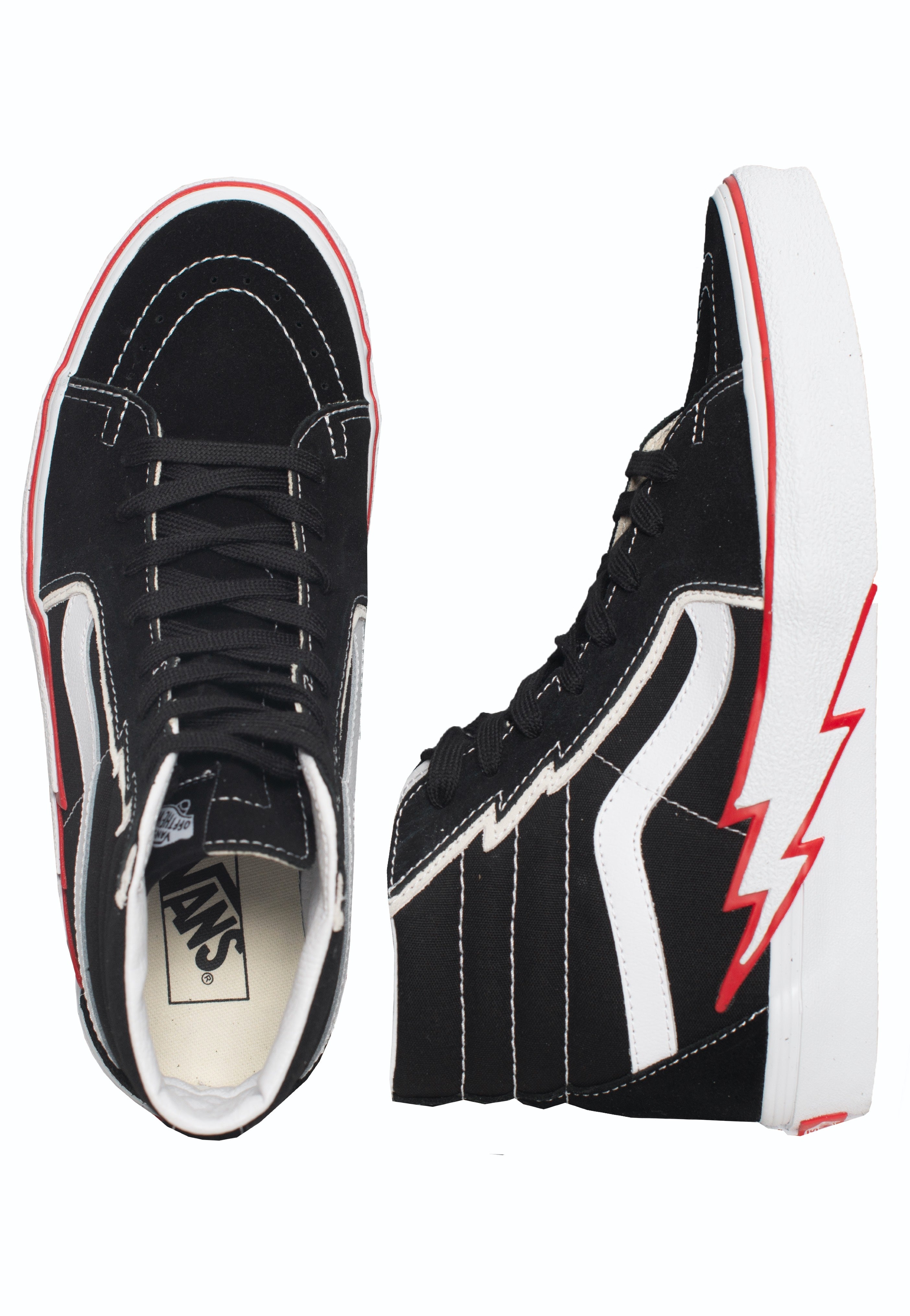 VANS Red Black and White High Sk8 shops Skater Sneakers