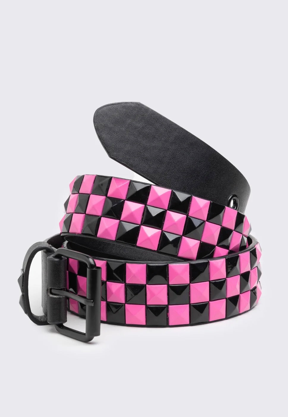 Minga London - Checkerstrike Pink Black Studded - Belt | Neutral-Image