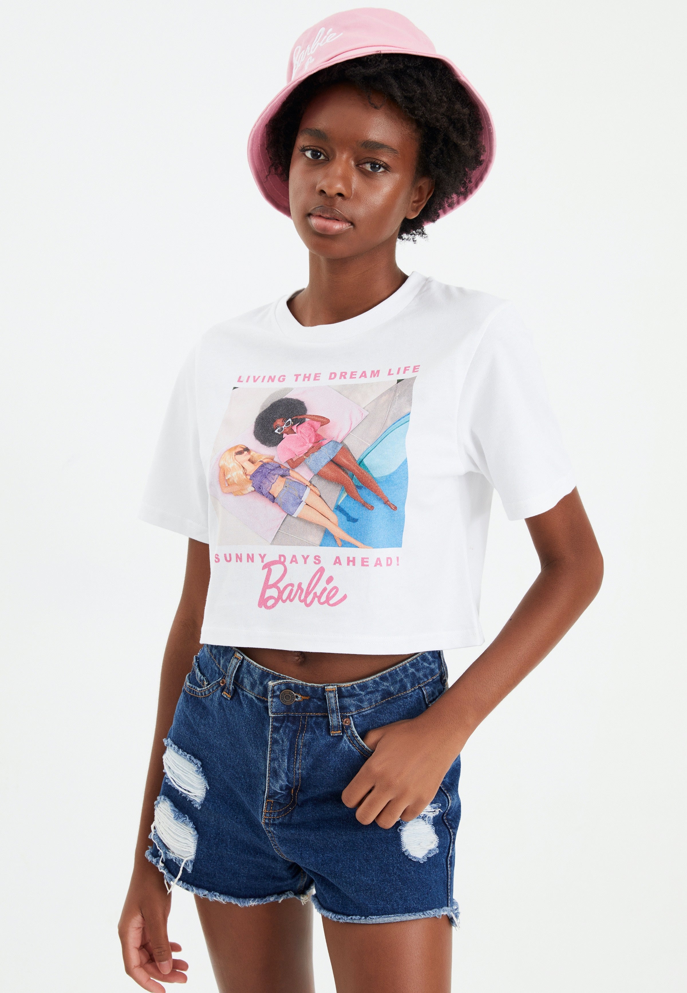 Barbie - Sunny Days Ahead Oversized Crop White - T-Shirt | Women-Image