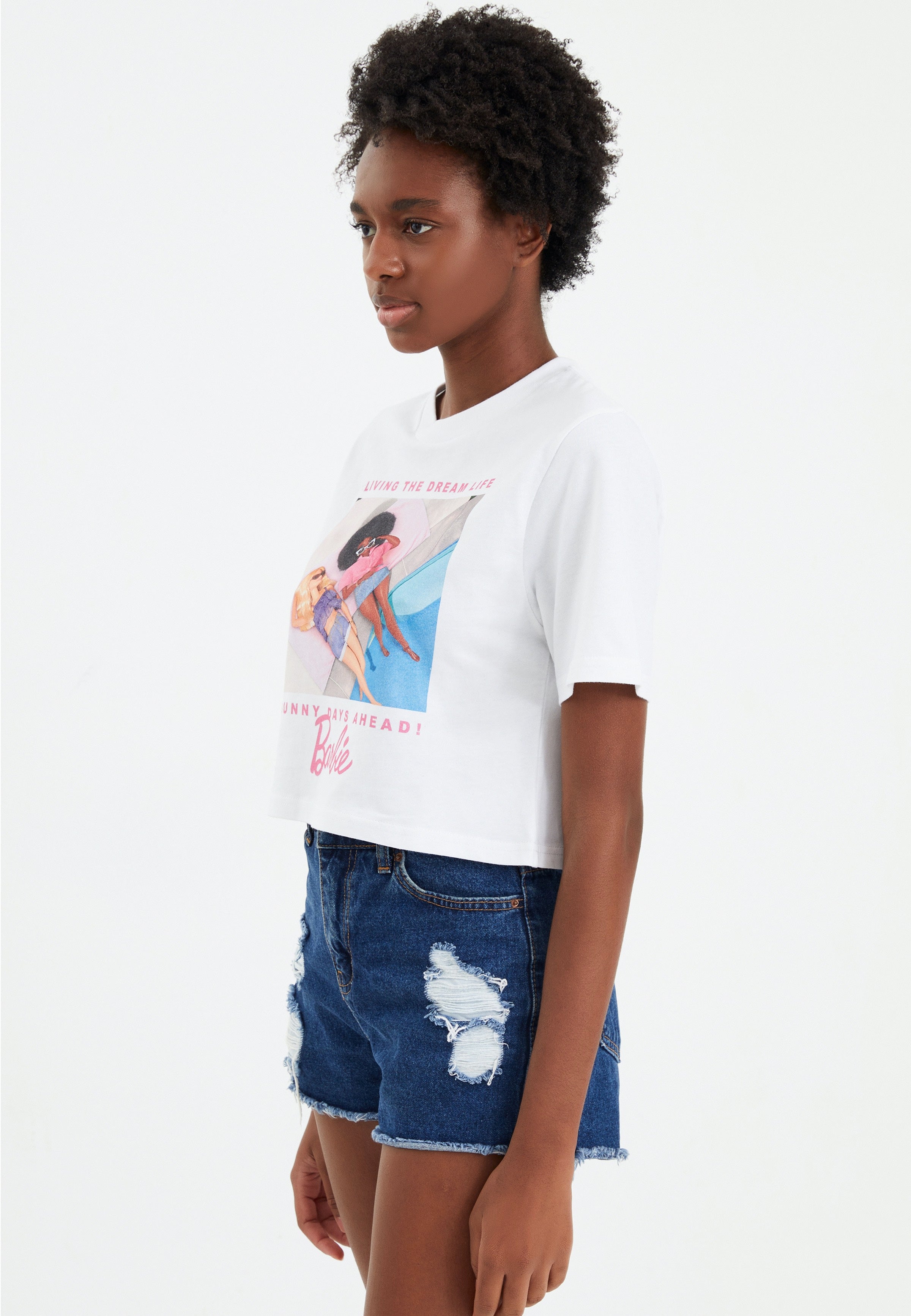 Barbie - Sunny Days Ahead Oversized Crop White - T-Shirt | Women-Image