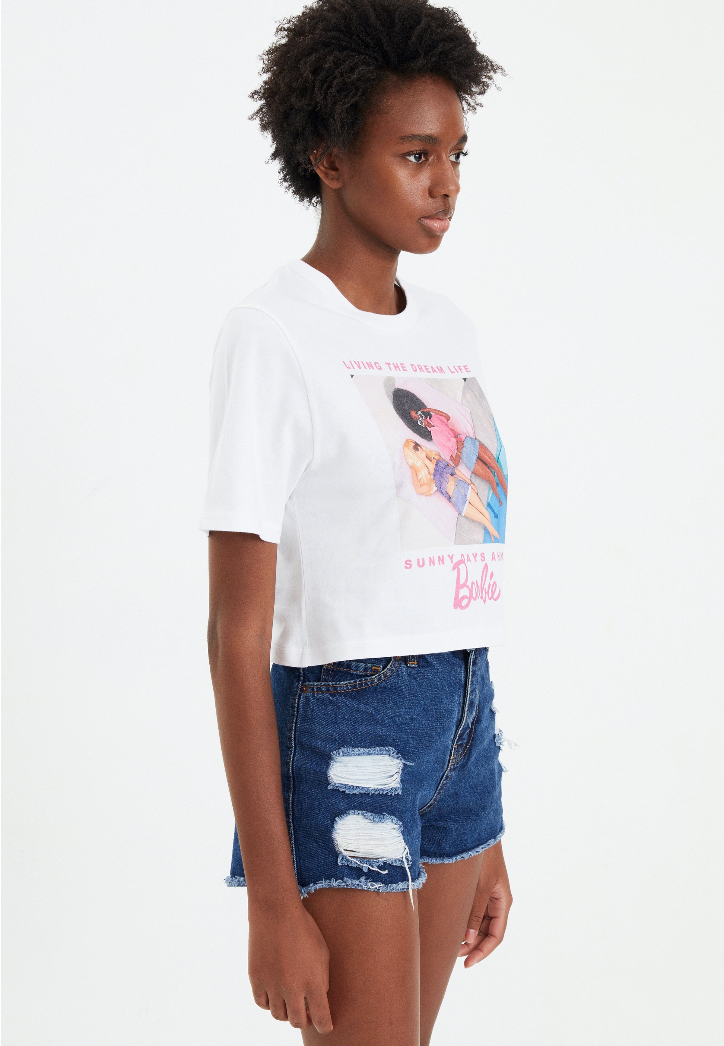 Barbie - Sunny Days Ahead Oversized Crop White - T-Shirt | Women-Image