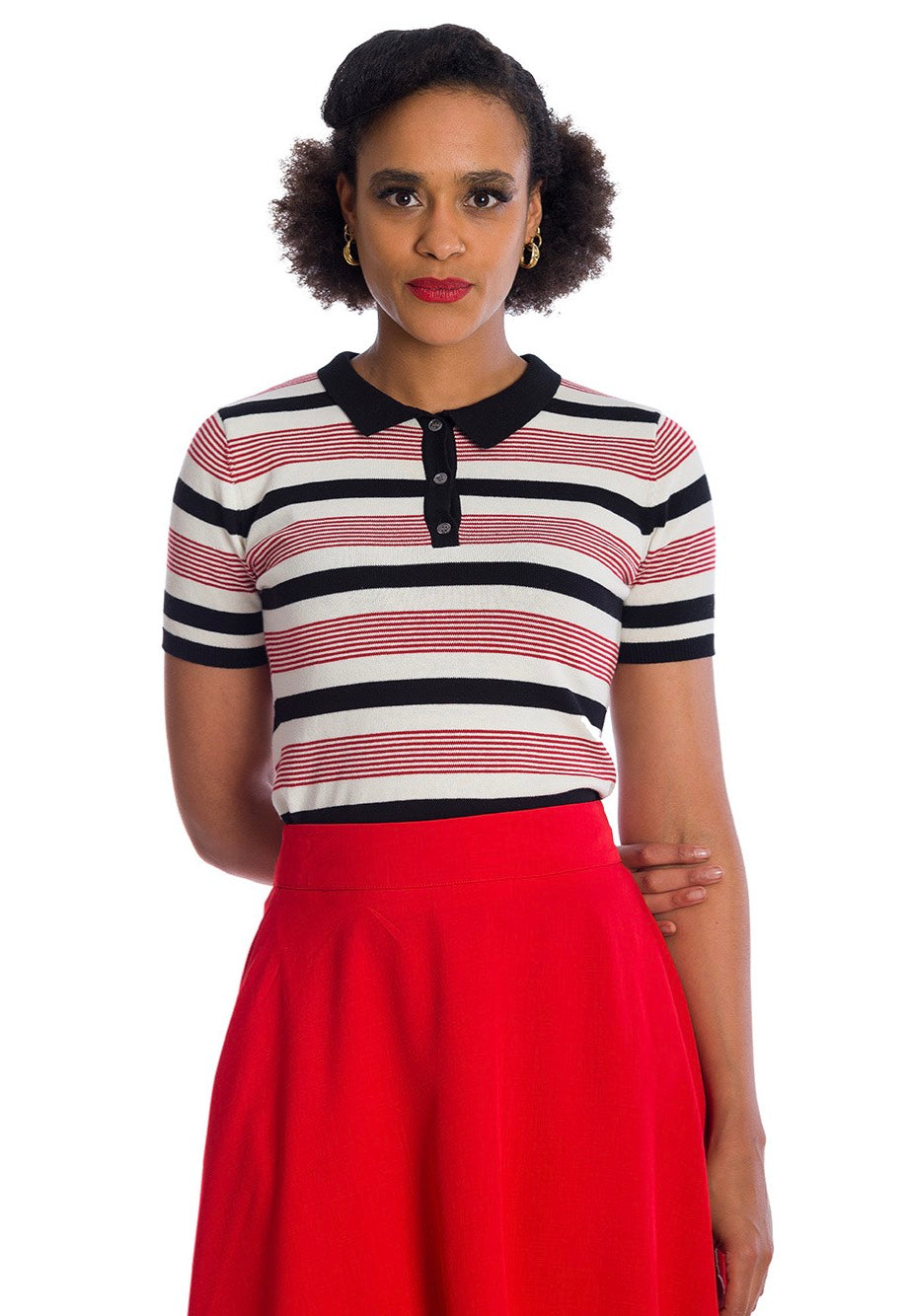 Banned Apparel - Audry Stripe Red - Polo | Women-Image