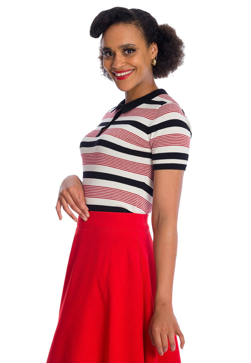 Banned Apparel - Audry Stripe Red - Polo | Women-Image