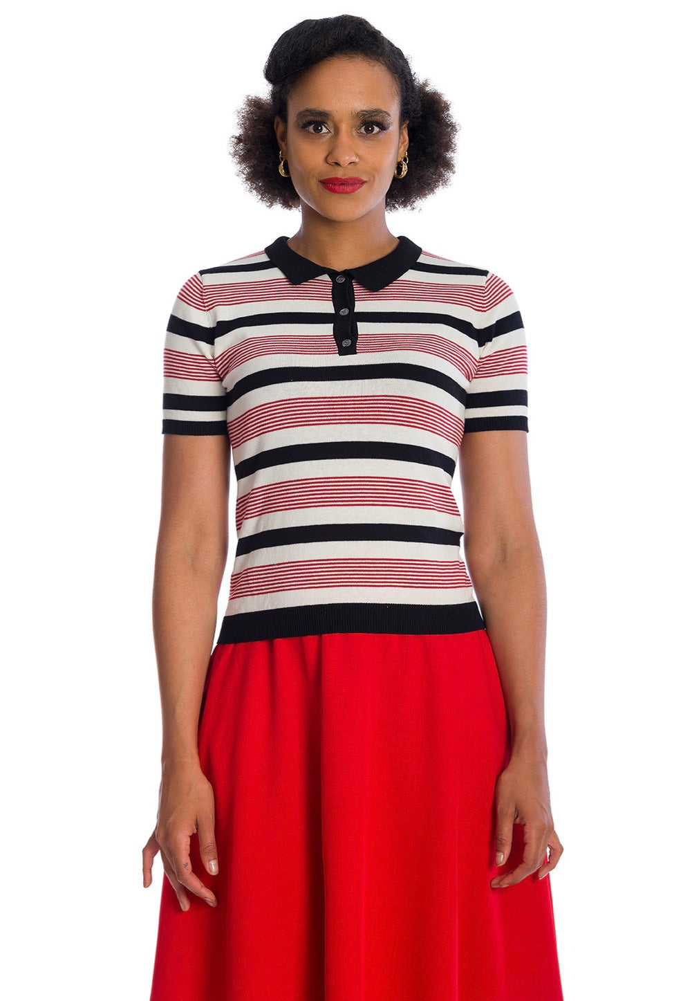 Banned Apparel - Audry Stripe Red - Polo | Women-Image