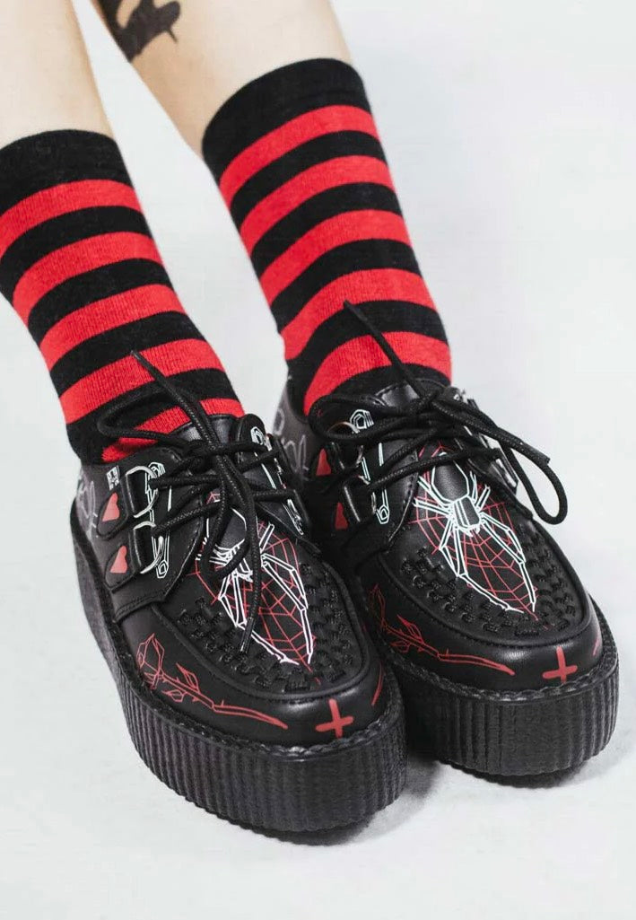 T.U.K. x Eliza Sidney - Viva High Sole Black Skull Print - Girl Shoes | Women-Image