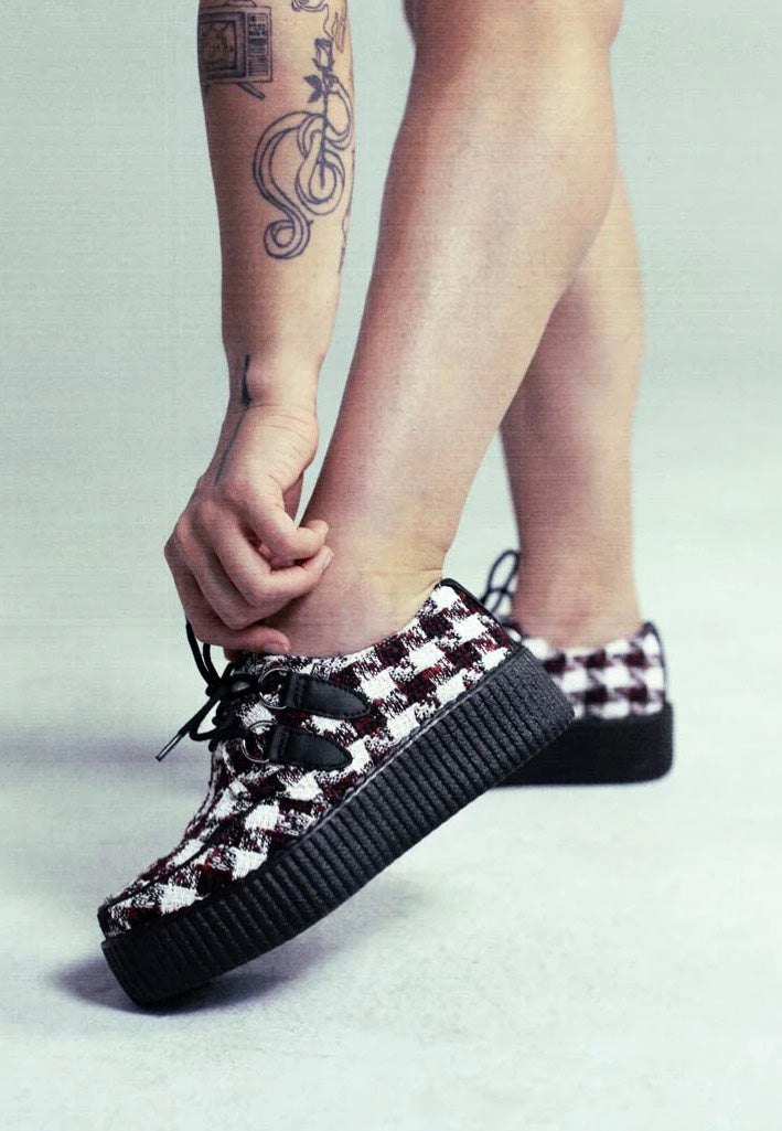 T.U.K. - Viva Mondo Creeper Black/White/Red Textile - Girl Shoes | Women-Image