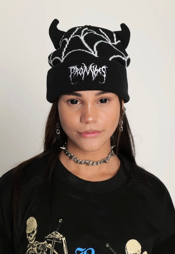 Broken Promises - Spiderweb Devil Horn Black - Beanie | Neutral-Image