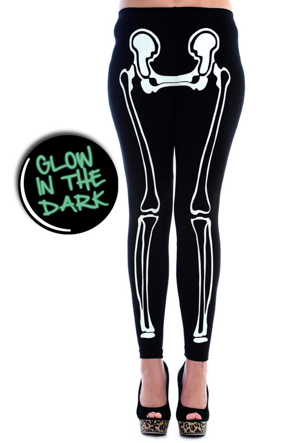 Banned Apparel - Glow In The Dark Skeleton Black - Leggings | Women-Image