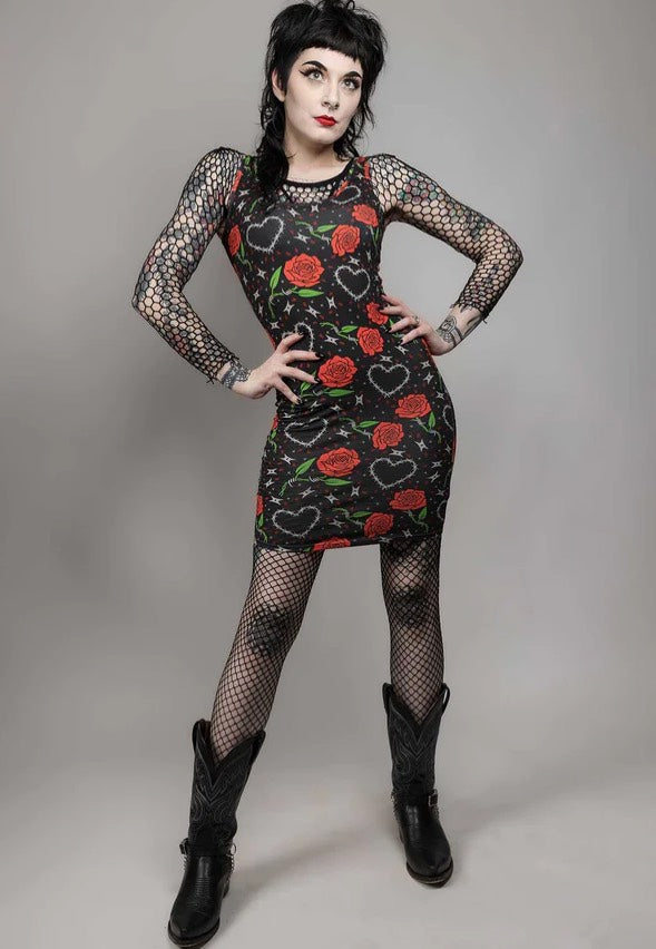 Sourpuss Clothing - Barbed Wire Tank Black - Dress | Women-Image