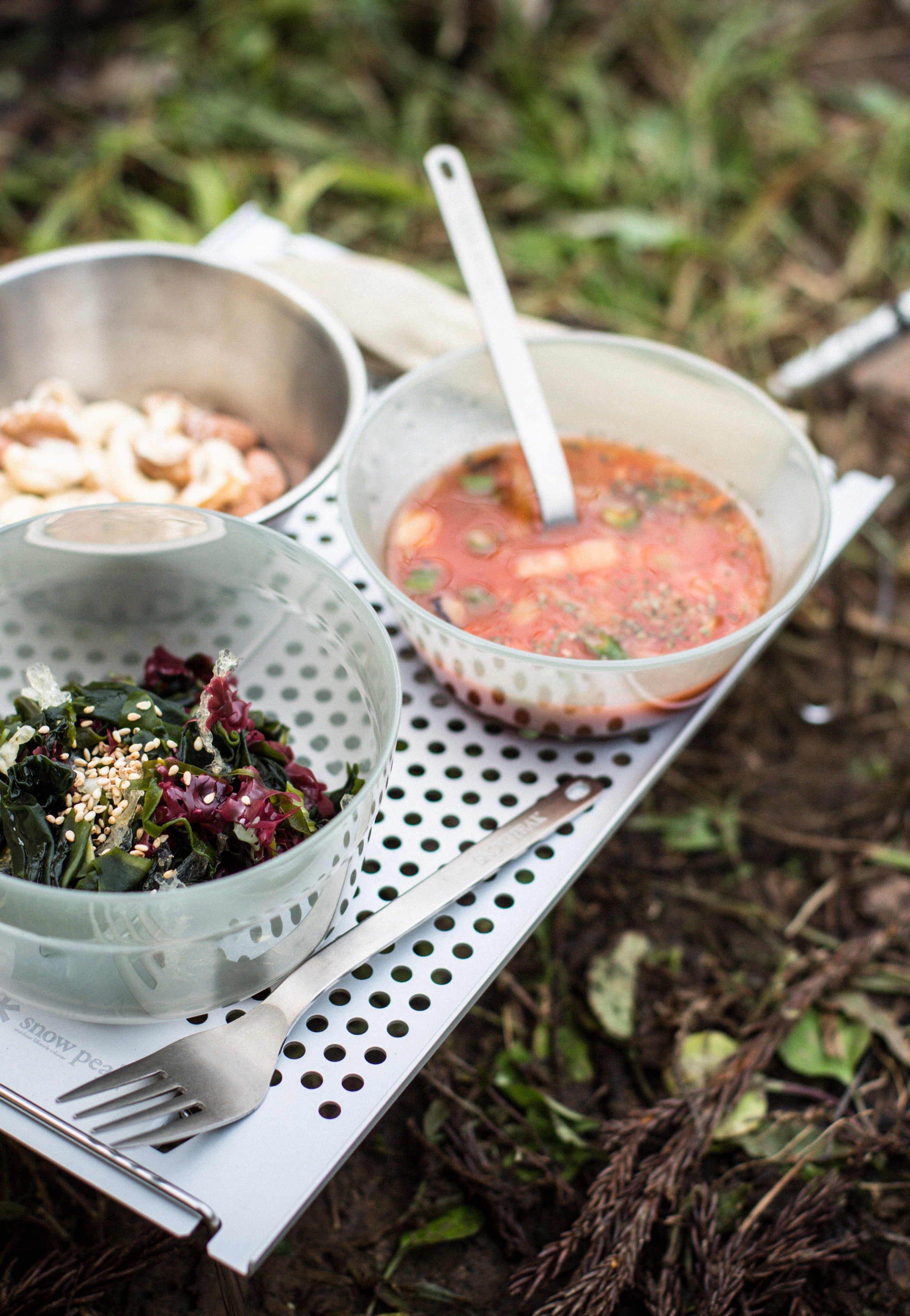 Snow Peak - Titanium Fork & Spoon Darkgreen - Cutlery Set | Neutral-Image