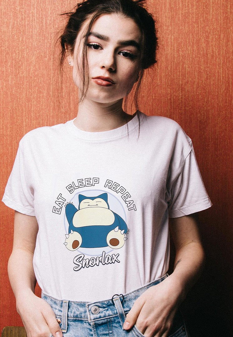 Pokémon - Snorlax Eat Sleep Repeat White - T-Shirt | Women-Image