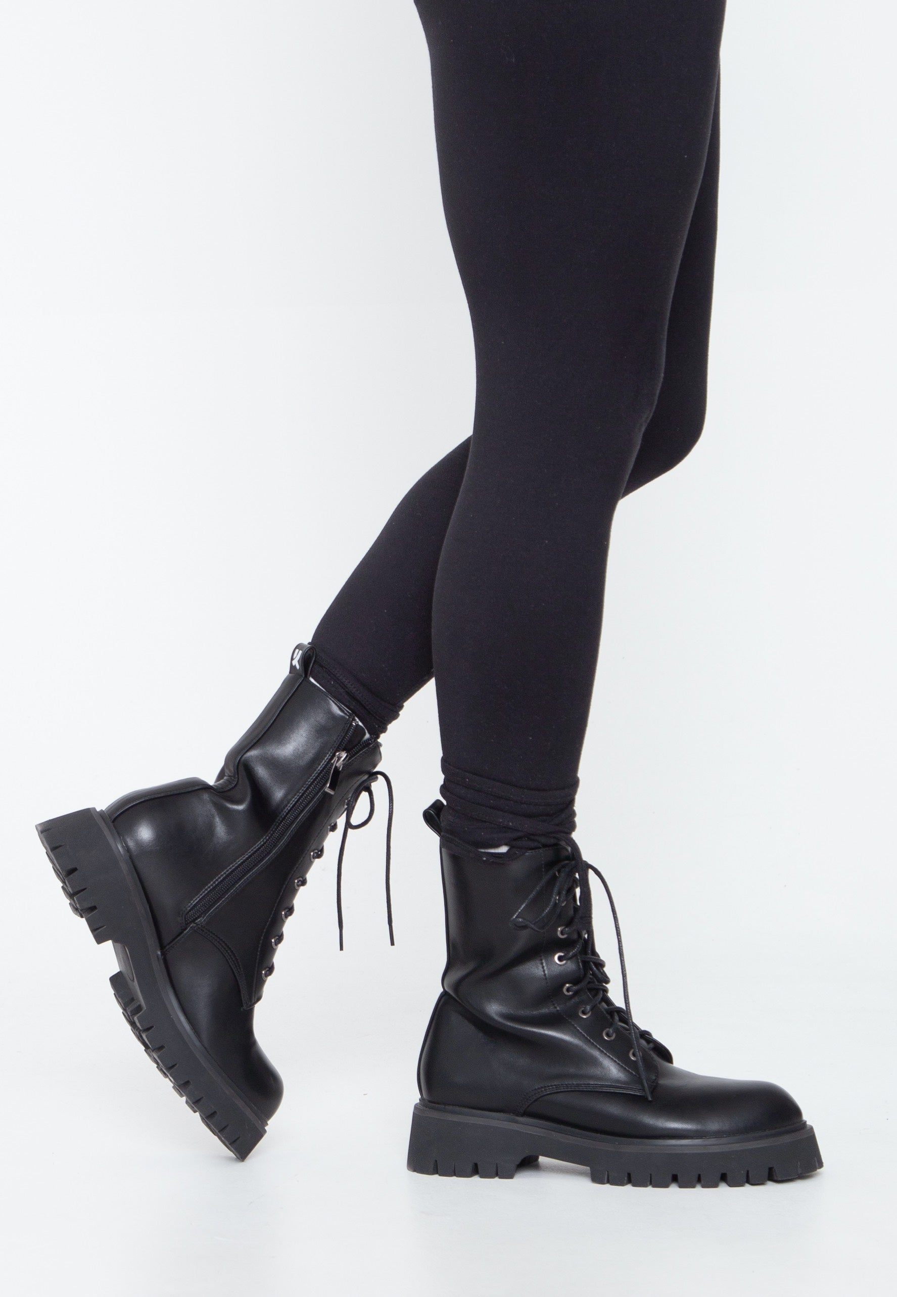 Koi Footwear - Anchor Military Lace Up Black - Girl Shoes | Women-Image