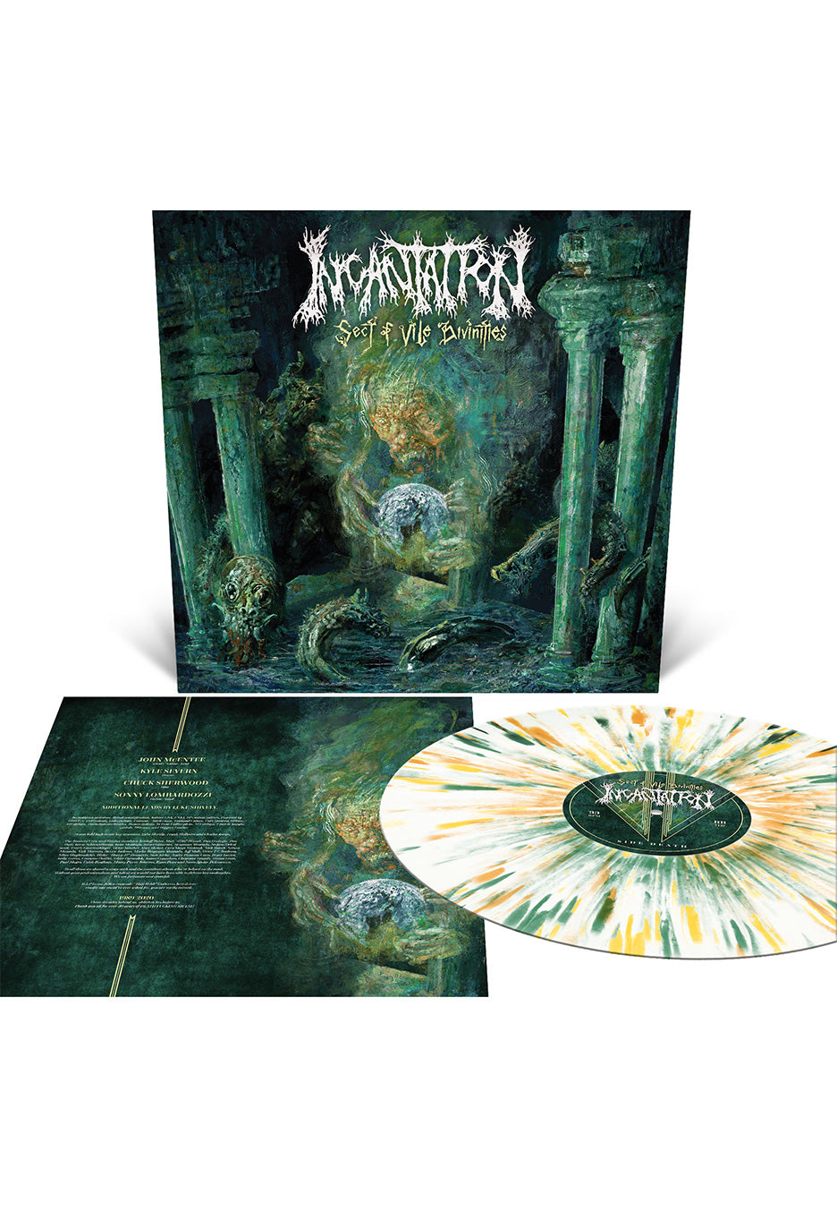 Incantation - Sect Of Vile Divinities White w/ Green/Mustard/Orange - Splattered Vinyl | Neutral-Image