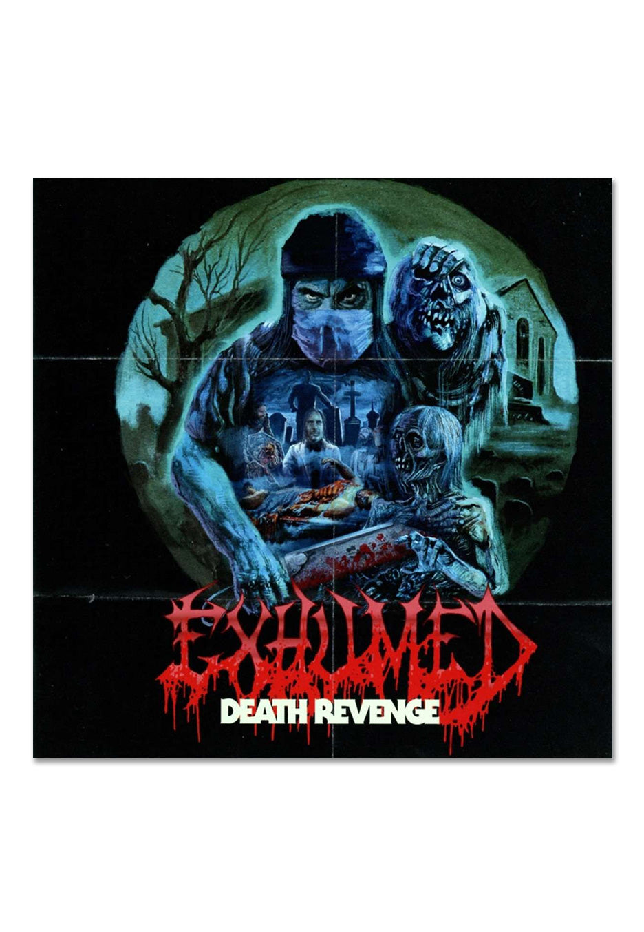 Exhumed - Death Revenge Sea Blue Ice Quad w/ Red/Bone/White/Cyan/Blue - Splattered Vinyl | Neutral-Image