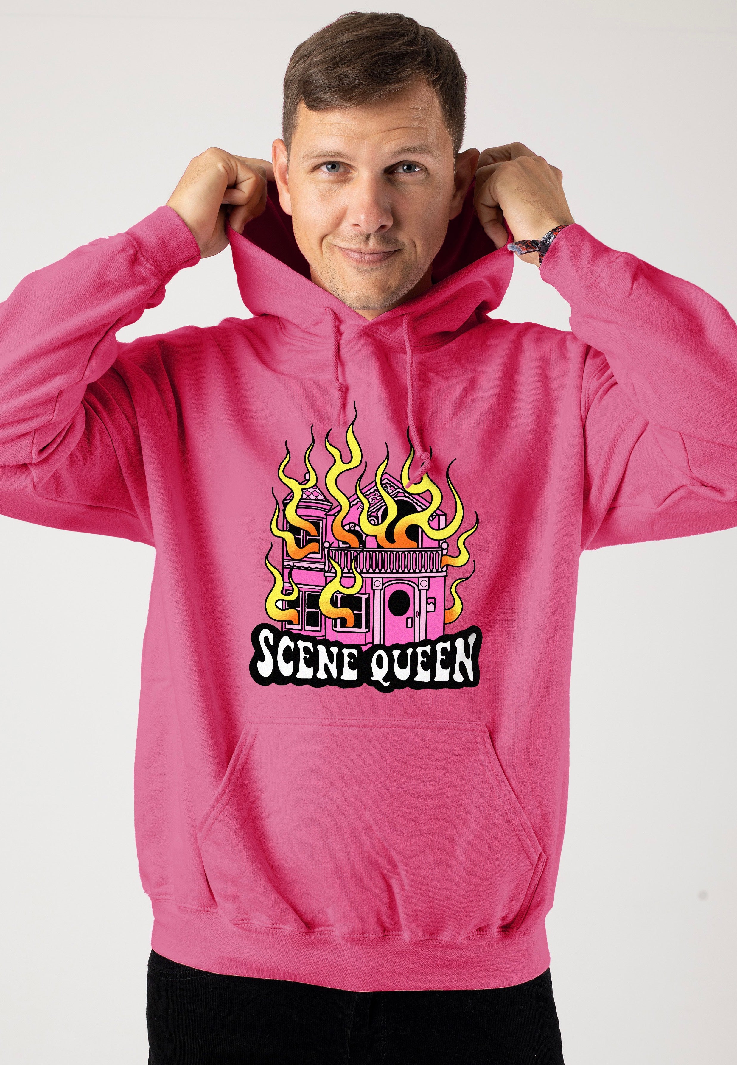 Scene Queen - Burning House Candyfloss Pink - Hoodie | Men-Image