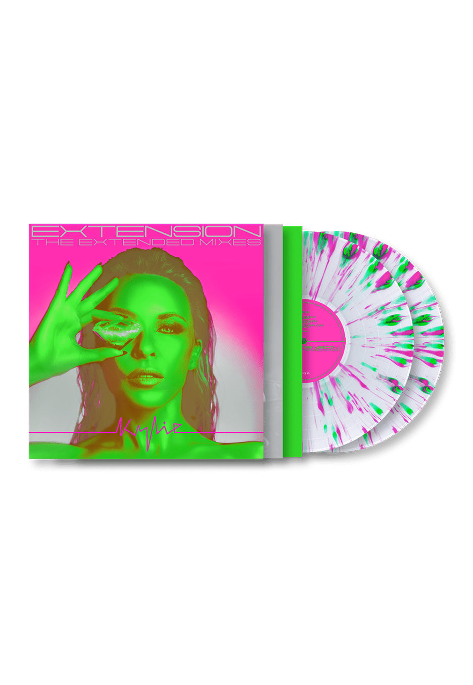 Kylie Minogue - Extension (The Extended Mixes) Ltd. Translucent w/ Pink/Green - Splattered 2 Vinyl  | Neutral-Image