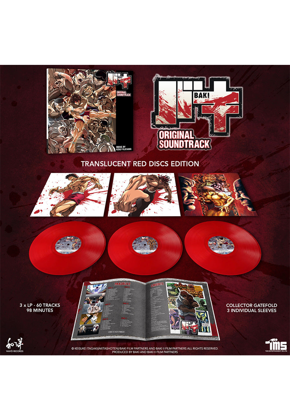 Baki - Baki OST (Kenji Fujisawa) Ltd. Translucent Red - Colored 3 Vinyl | Neutral-Image