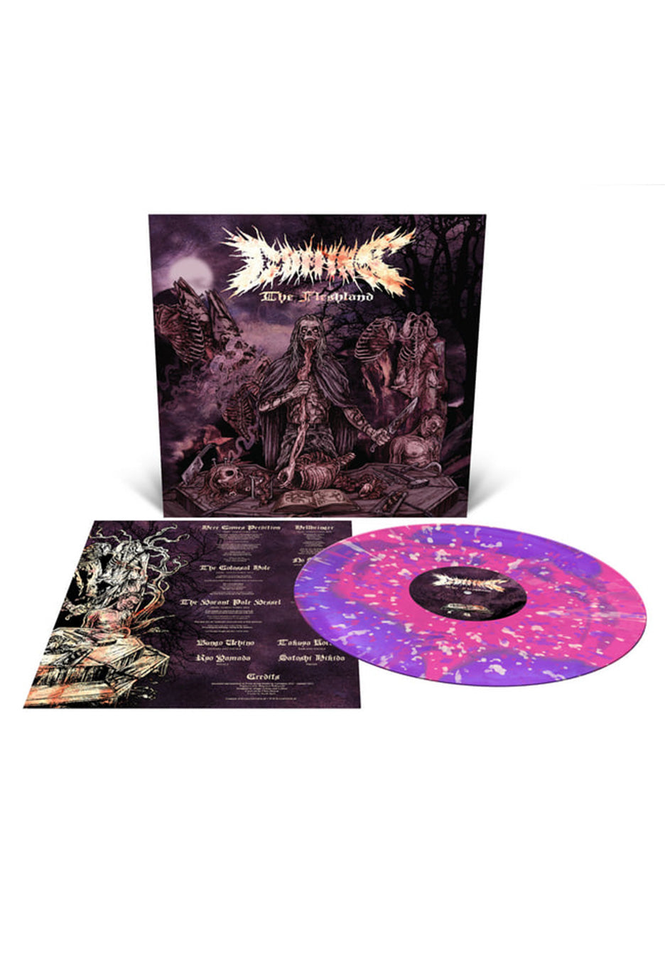 Coffins - The Fleshland Ltd. Violet/Hot Pink w/ Bone White - Splattered Vinyl | Neutral-Image