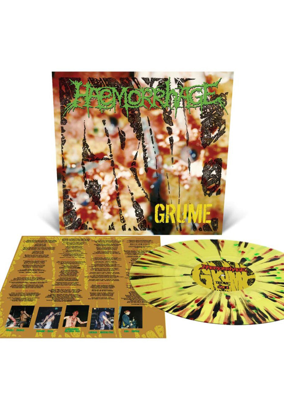 Haemorrhage - Grume Ltd. Translucent Yellow w/ Black/Red/Neon Green - Splattered Vinyl | Neutral-Image