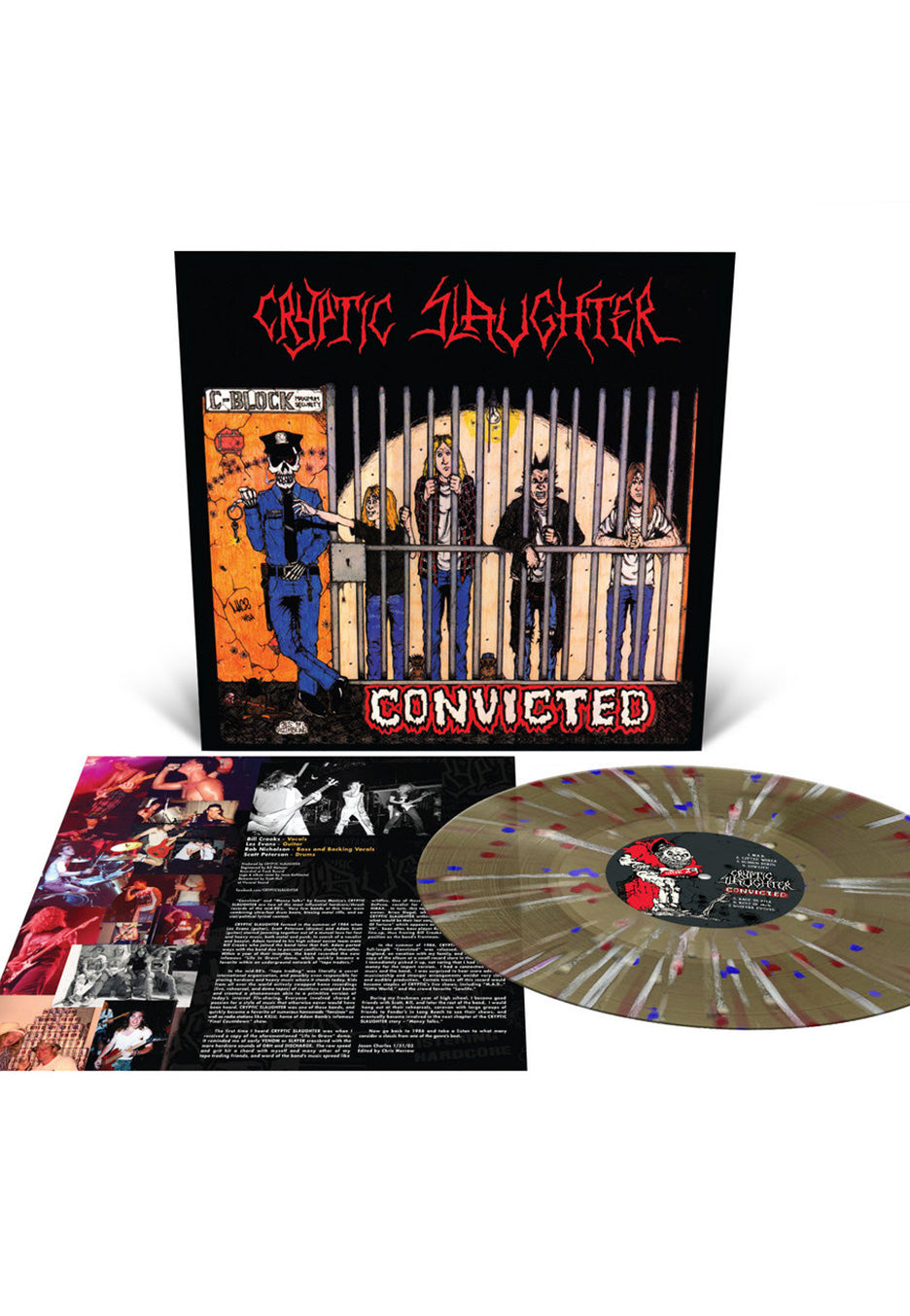 Cryptic Slaughter - Convicted Ltd. Black Ice w/ Red/White/Cyan Blue - Splattered Vinyl | Neutral-Image