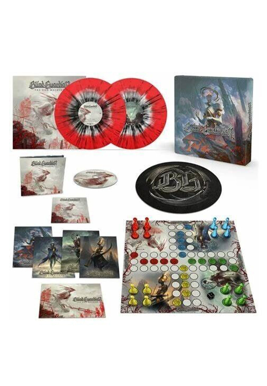 Blind Guardian - The God Machine Ltd. Crystal Clear w/ red Ink Spot & Black - Splattered 2 Vinyl + CD | Neutral-Image