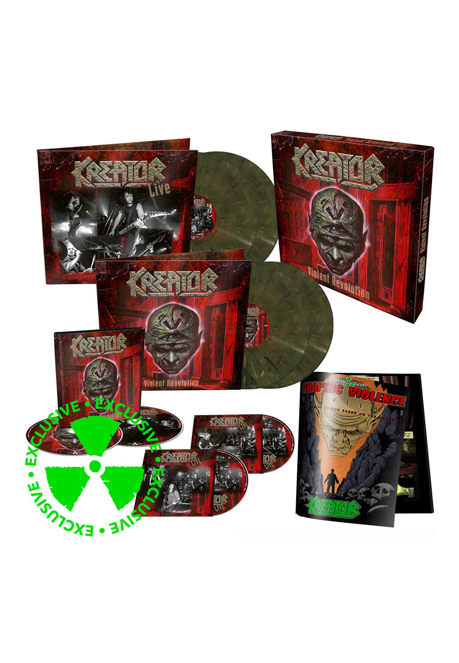 Kreator - Violent Revolution Ltd. Green/Black - Marbled 4 Vinyl + 4 CD Boxset | Neutral-Image