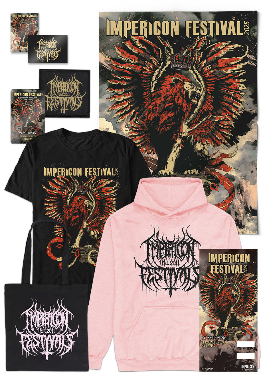 Impericon Festival Leipzig - 27/28.06.2025 20 Years Impericon Black Metal Logo Hoodie Baby Pink Deluxe - Special Ticket