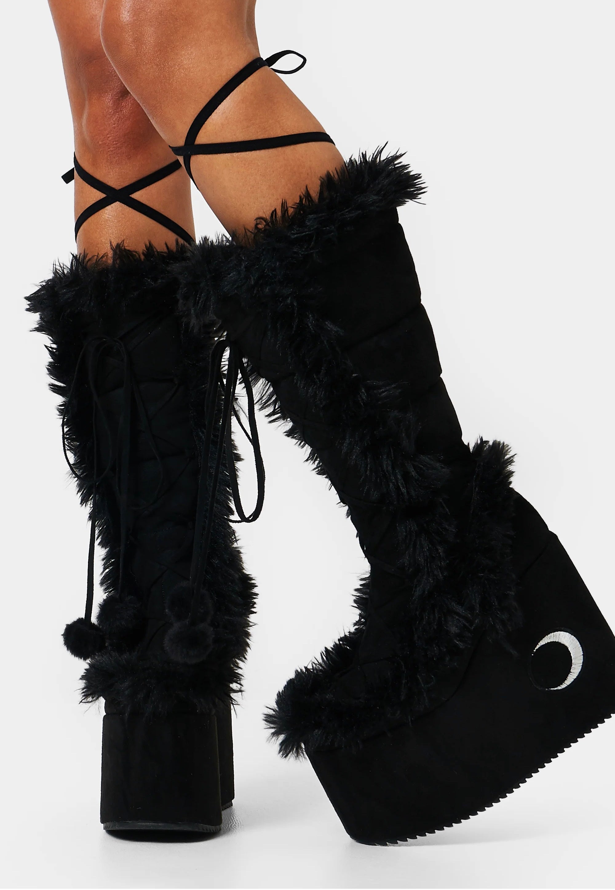 Koi Footwear x Twilight - La Push Crescent Platform Faux Fur Long Black - Girl Shoes | Women-Image