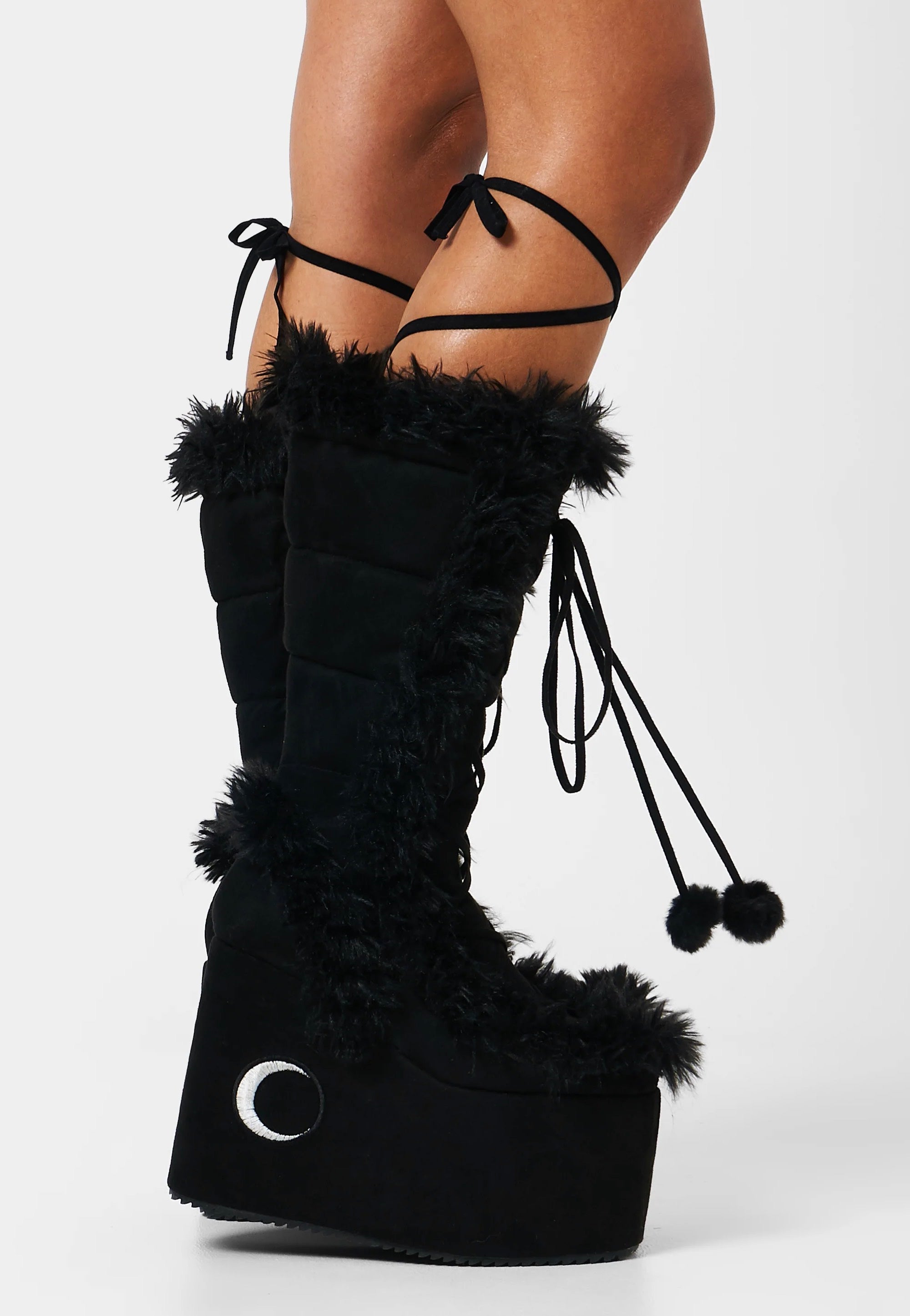 Koi Footwear x Twilight - La Push Crescent Platform Faux Fur Long Black - Girl Shoes | Women-Image