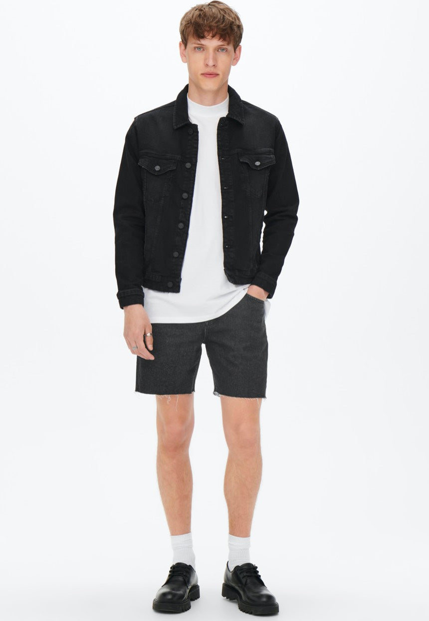 Only & Sons - Avi 7Inch Black Denim - Shorts | Men-Image