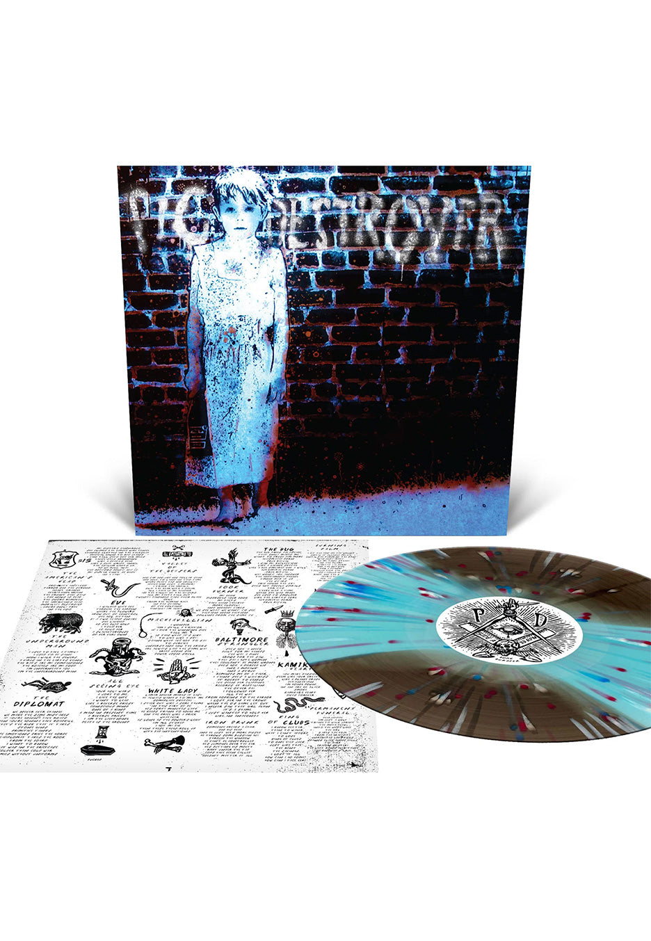 Pig Destroyer - Book Burner Ltd. Black Ice/Electric Blue w/ White/Cyan/Blue/Red - Splattered Vinyl | Neutral-Image