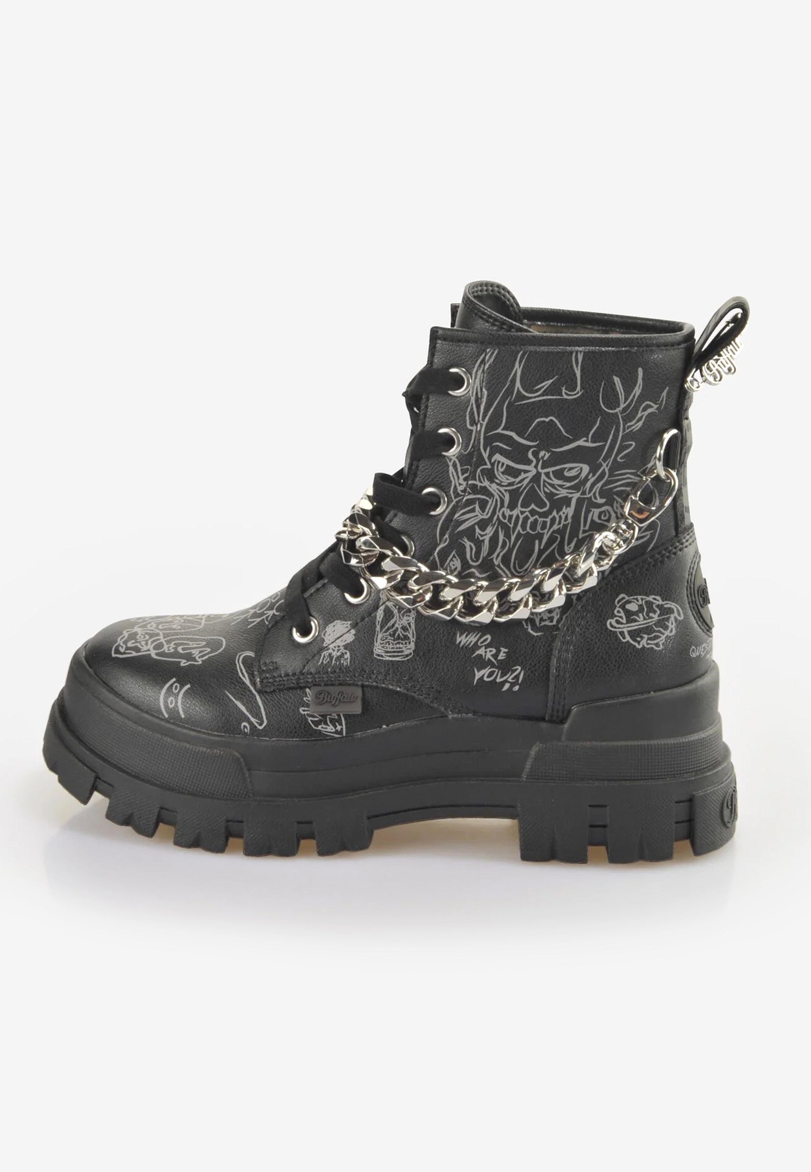 Buffalo - Aspha Rld Chain Vegan Nappa Graffiti Black/White - Girl Shoes | Women-Image