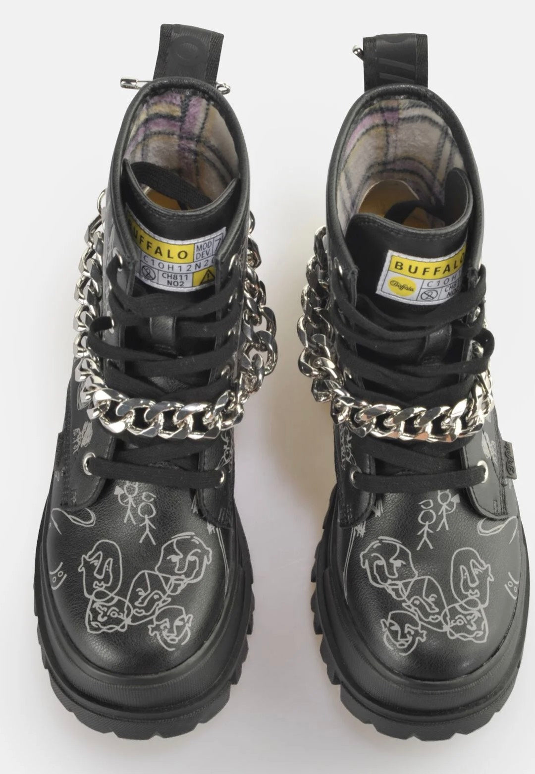 Buffalo - Aspha Rld Chain Vegan Nappa Graffiti Black/White - Girl Shoes | Women-Image