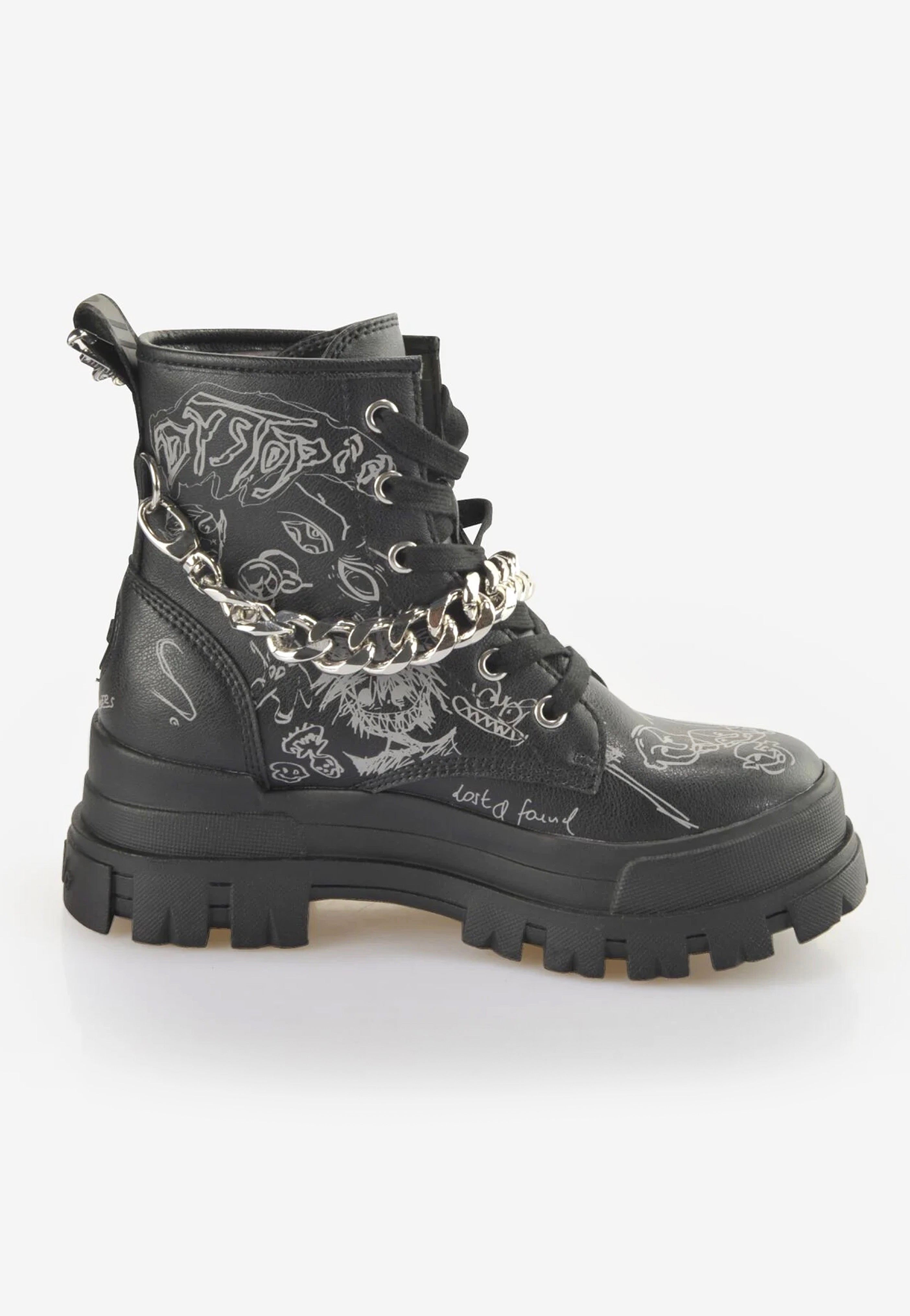 Buffalo - Aspha Rld Chain Vegan Nappa Graffiti Black/White - Girl Shoes | Women-Image