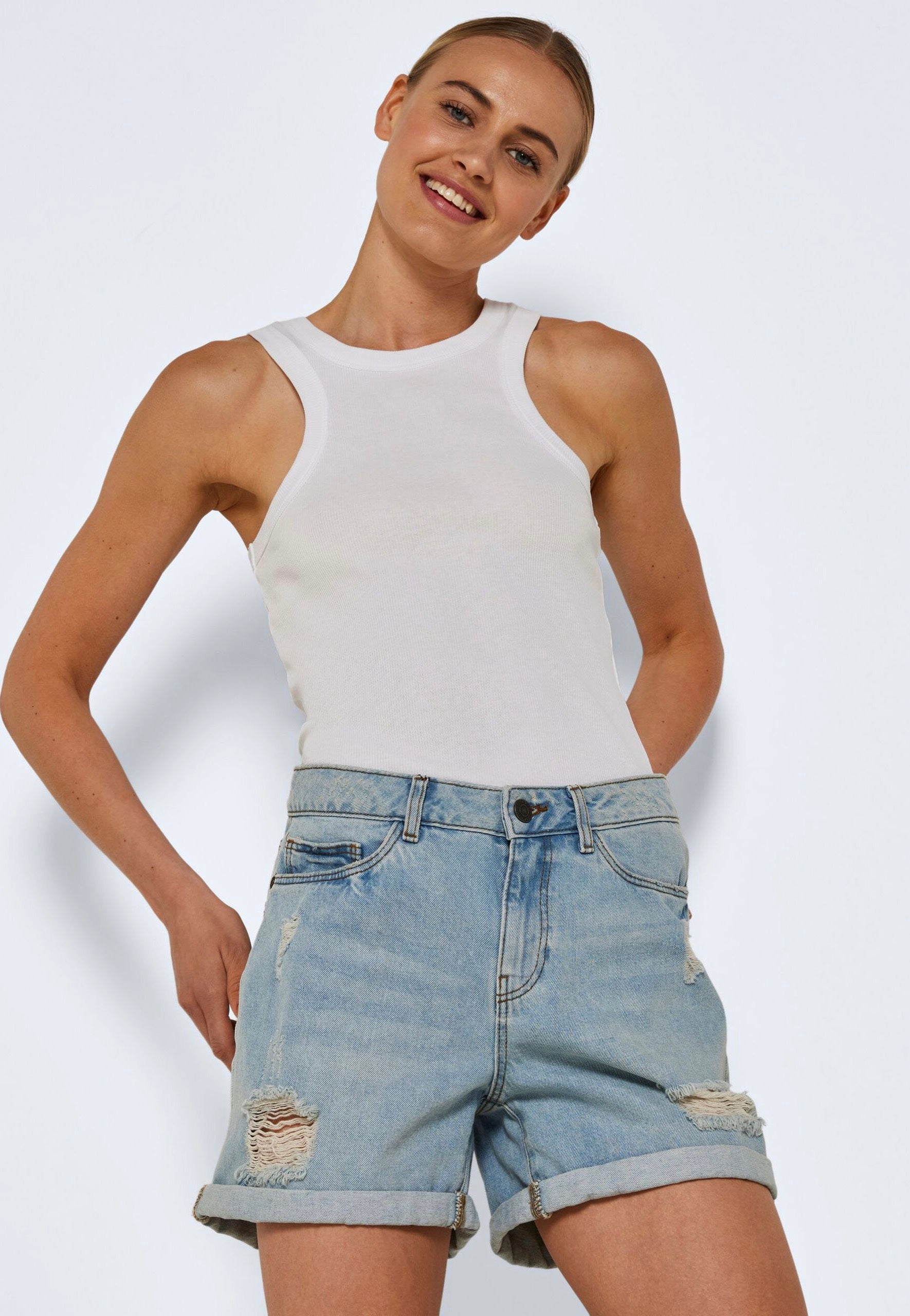 Noisy May - Smiley Light Blue Denim - Shorts | Women-Image