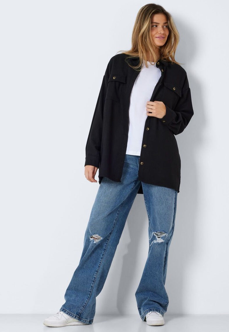 Noisy May - Flanny Long Shacket Black - Shirt | Women-Image