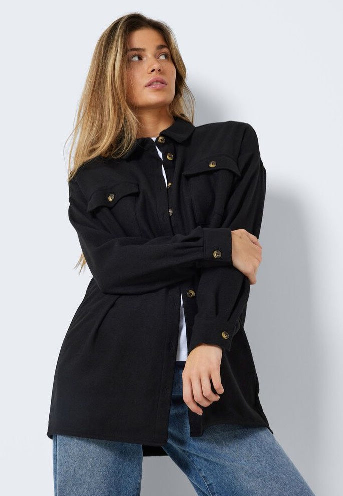 Noisy May - Flanny Long Shacket Black - Shirt | Women-Image