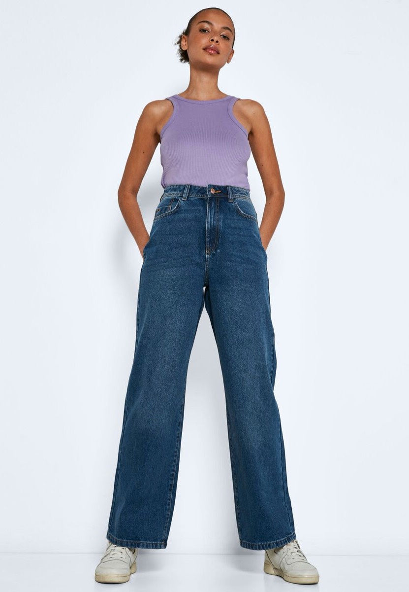 Noisy May - Drew Wide Leg Medium Blue Denim - Jeans | Women-Image