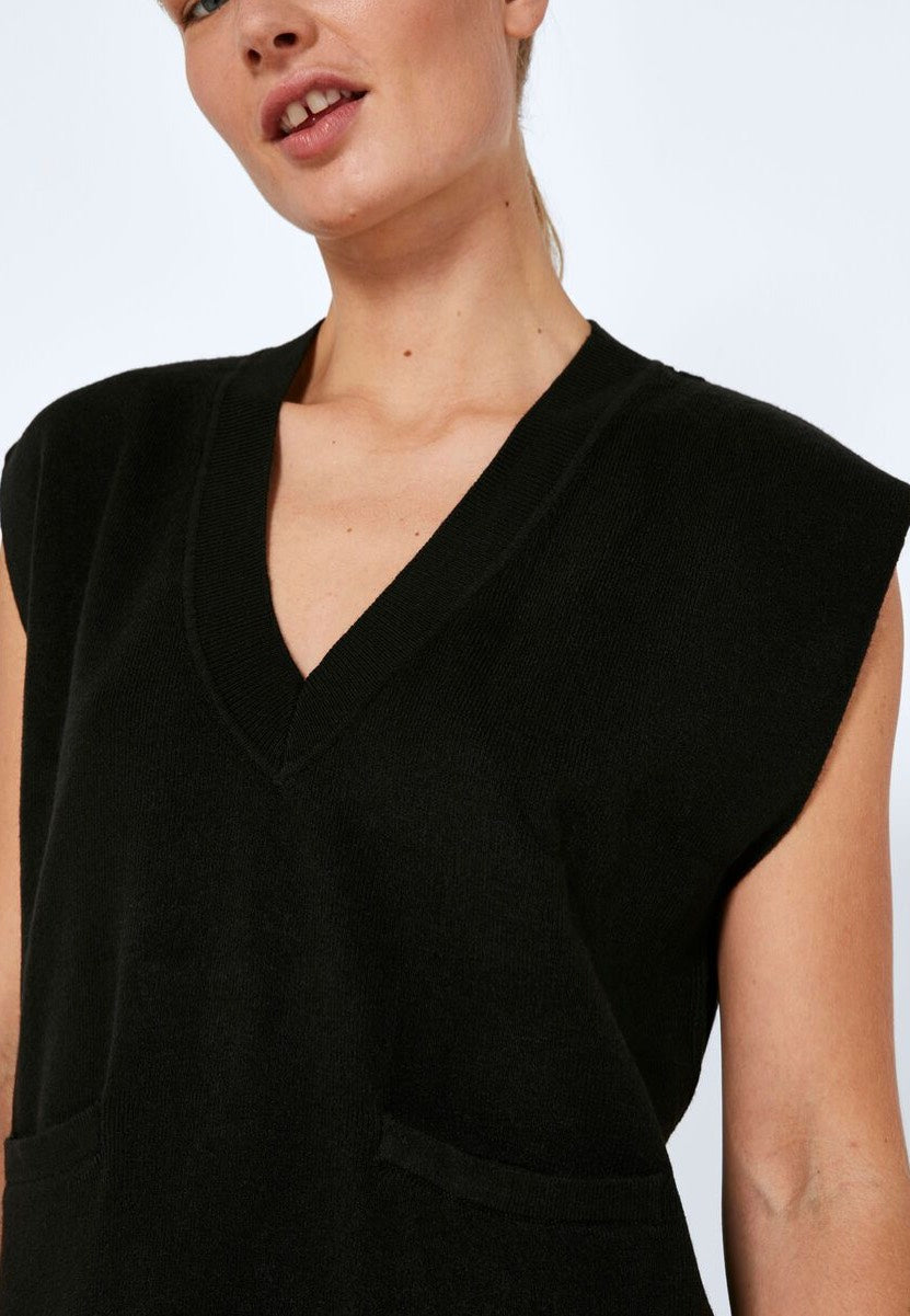 Noisy May - Clari V Neck Pocket Knit Black - Top | Women-Image