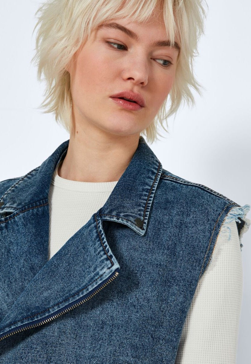 Noisy May - Donny Denim Biker Medium Blue Denim - Vest | Women-Image