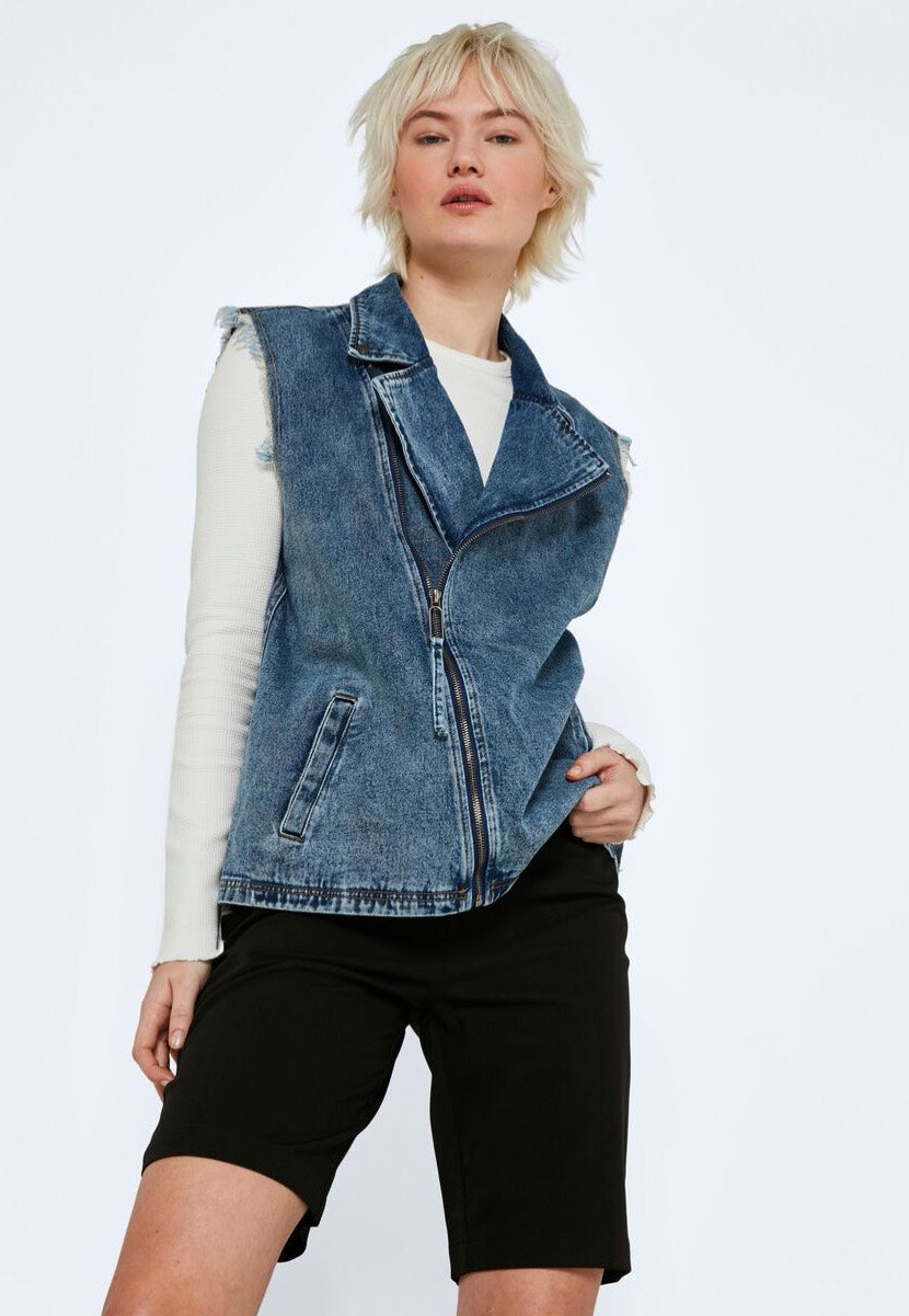 Noisy May - Donny Denim Biker Medium Blue Denim - Vest | Women-Image