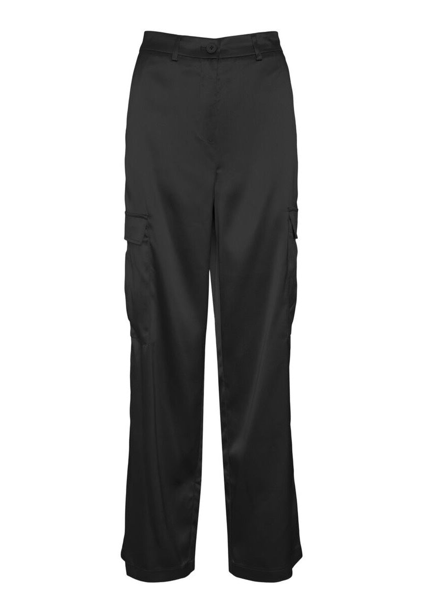 Noisy May - Drewie Satin Cargo Black - Pants | Women-Image