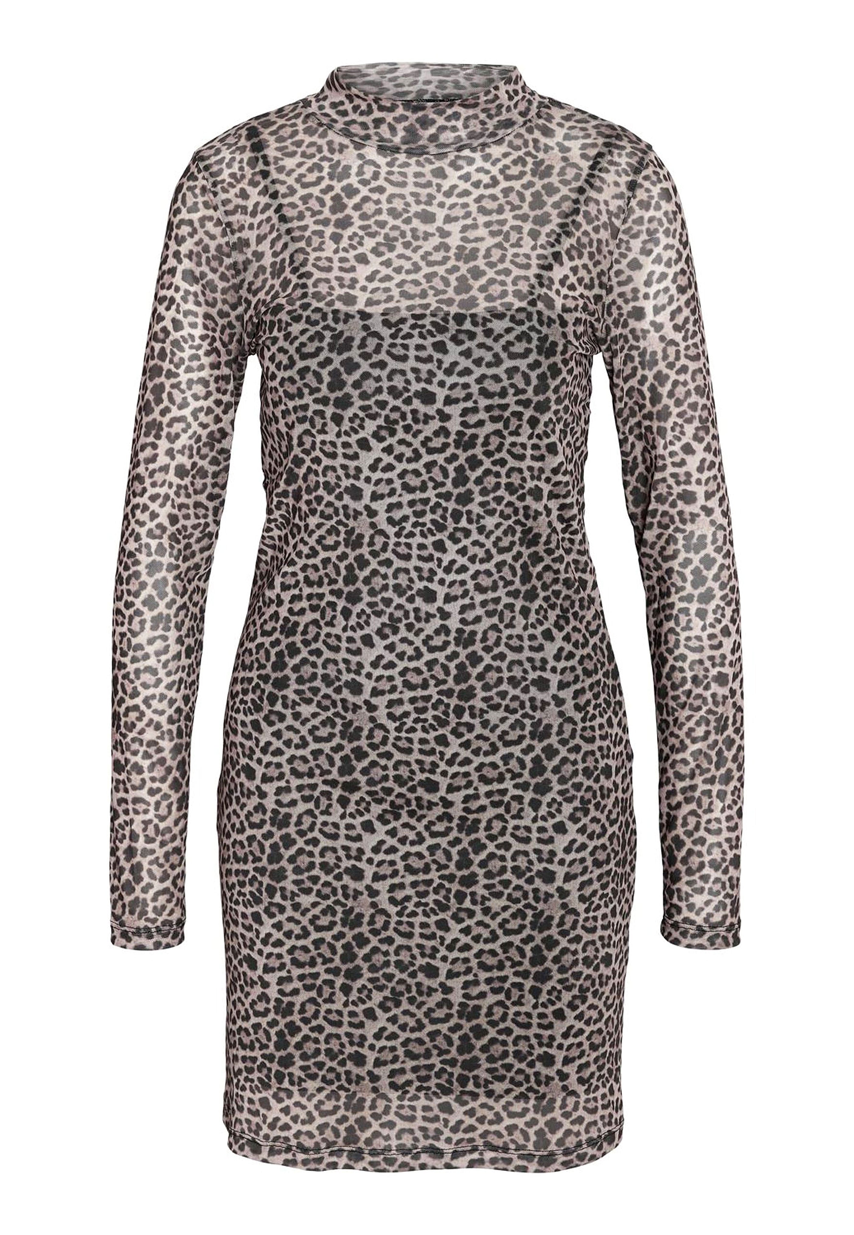 Noisy May - Carrie Highneck Oatmeal Leo - Dress | Women-Image