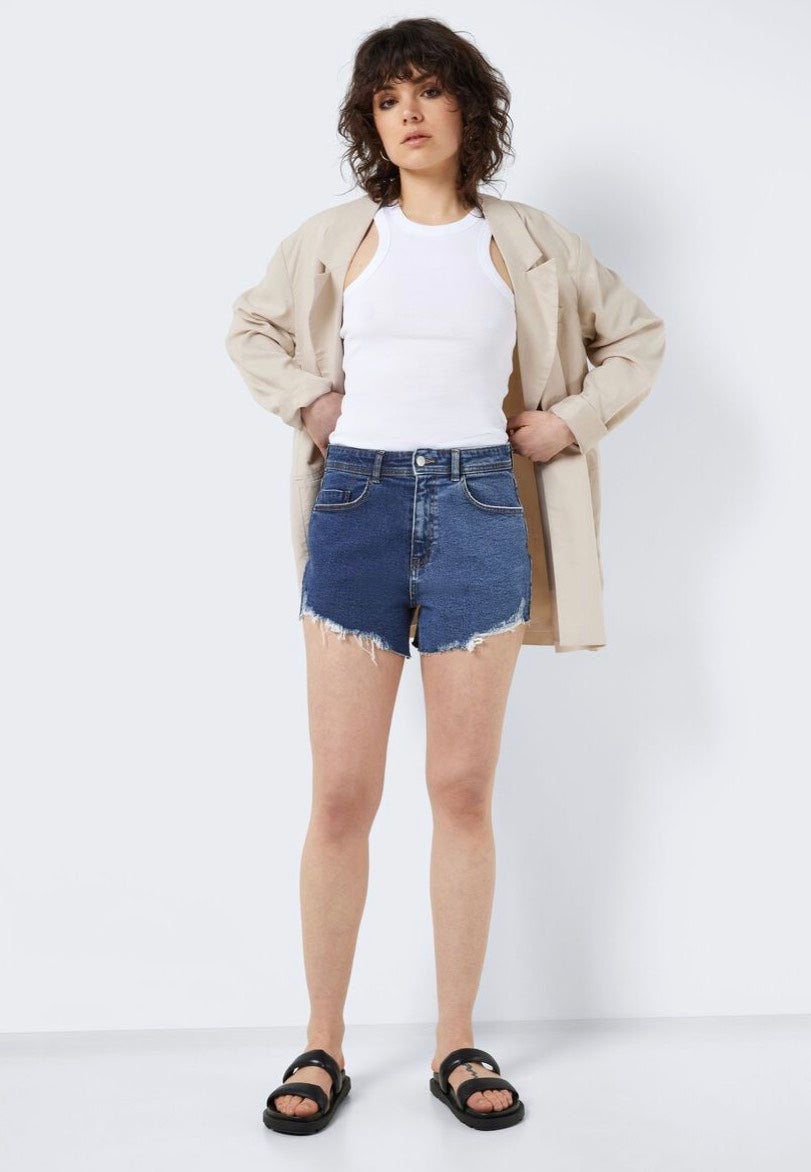 Noisy May - Drew 2 Tone Light Blue Denim - Shorts | Women-Image