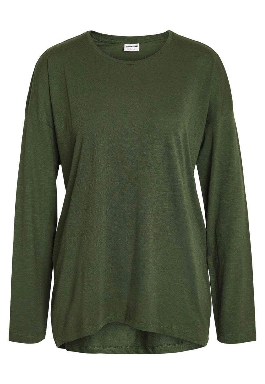 Noisy May - Mathilde O Neck High/Low Top Kombu Green - Longsleeve | Women-Image