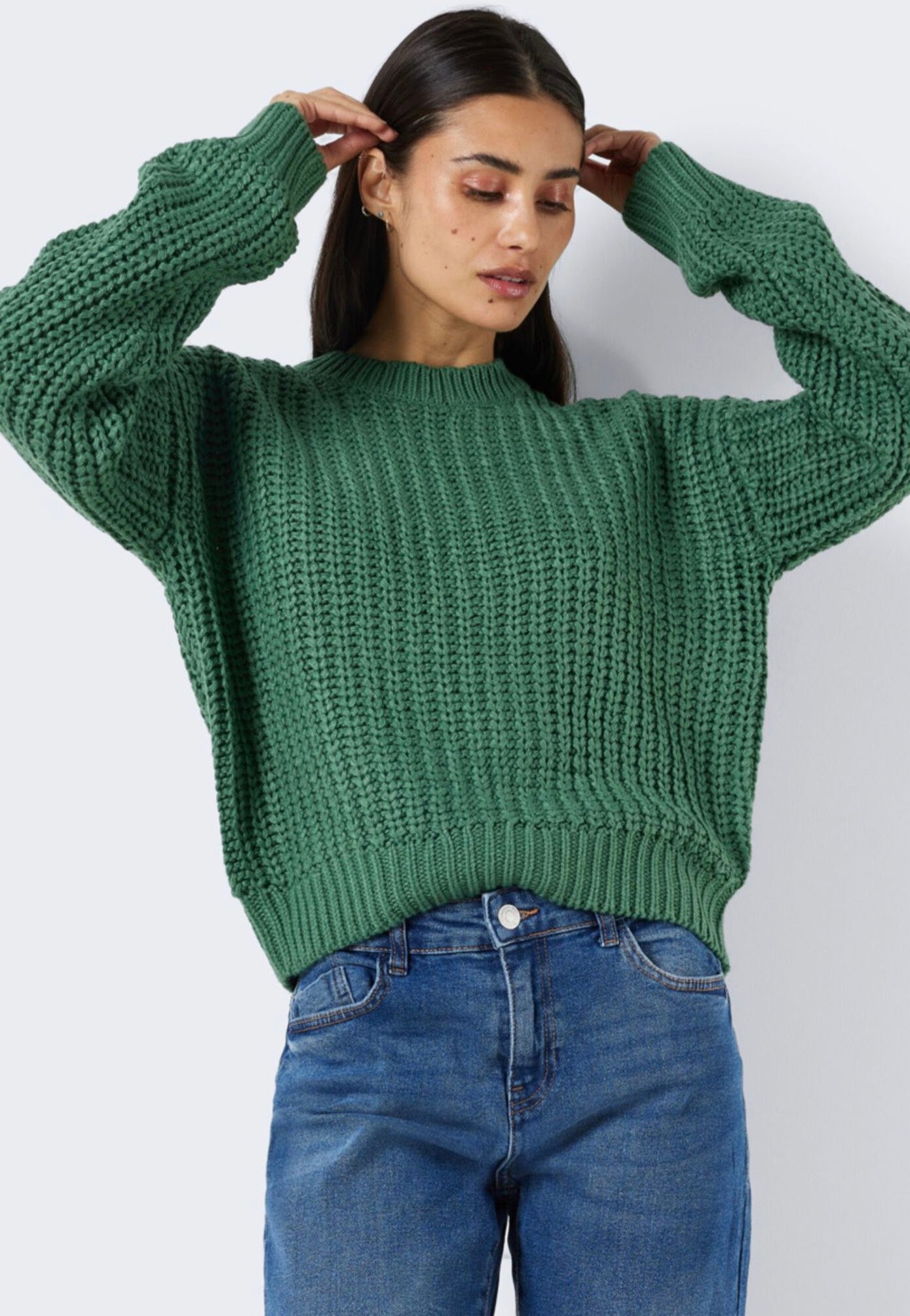 Noisy May - Charlie O Neck Foliage Green - Pullover | Women-Image