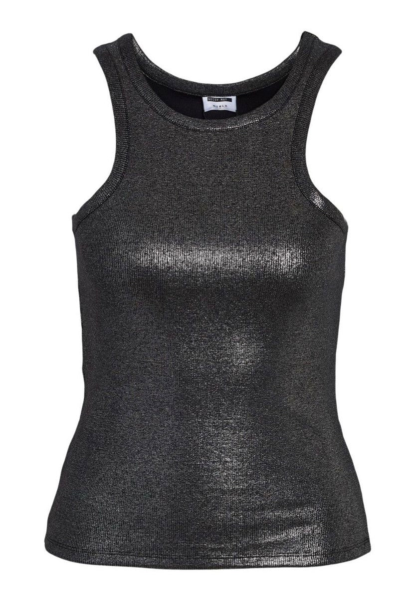 Noisy May - Maya Glitter Coated Black Silver Lurex - Tank | Women-Image