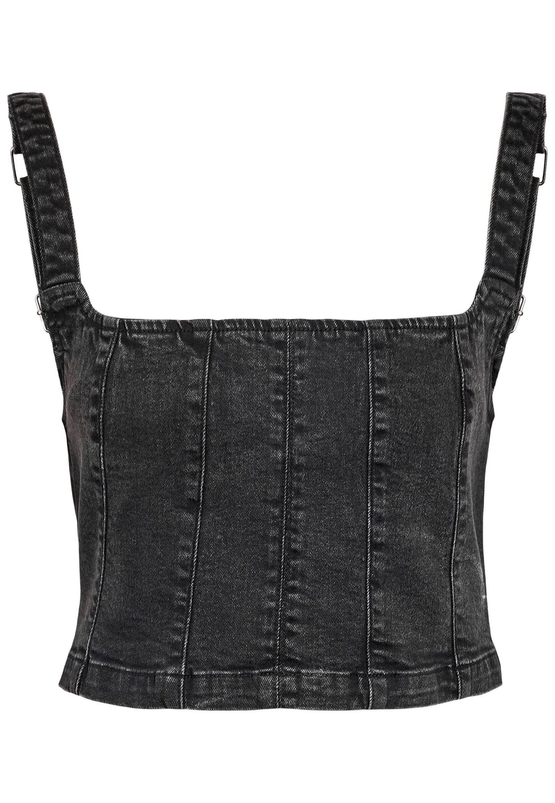 Noisy May - Sissel Square Neck Dark Grey Denim - Top | Women-Image