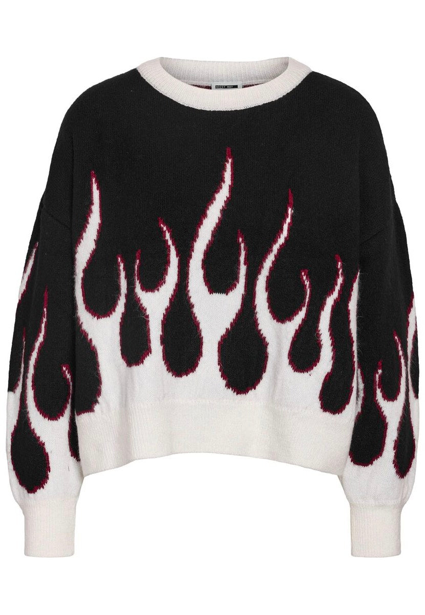 Noisy May - Bailey O Neck Jacquard Black Flame - Pullover | Women-Image